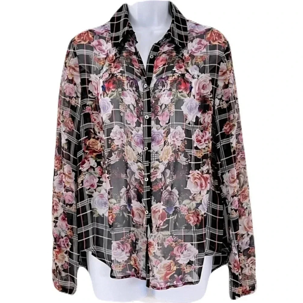 Artelier Nicole Miller/ Floral button down blouse/ Size US M